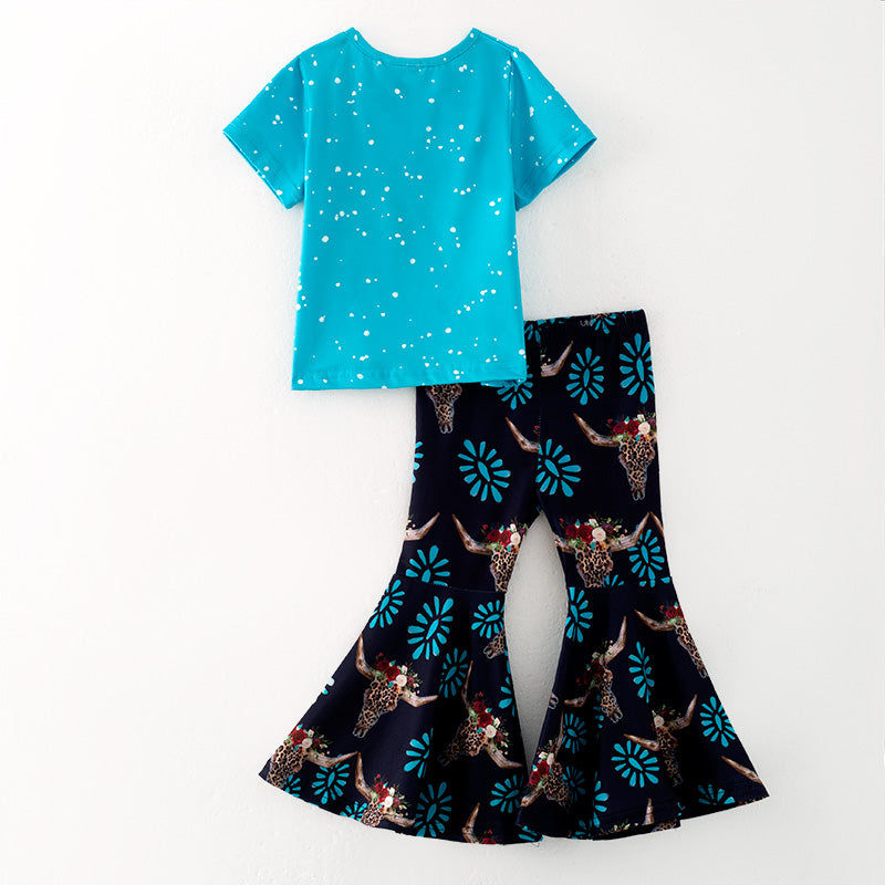 （In Stock）Girls Spring and Summer Cow Print Outfit Set