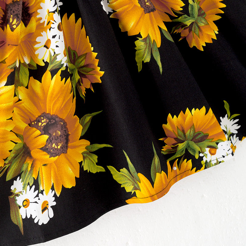 （In Stock）Girls Spring and Summer Sunflower Print Dress