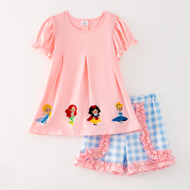 （In Stock）One Pack(11 Pieces total) Sale Girls Spring and Summer Princess Embroidery Shorts Set