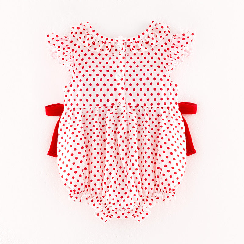 （In Stock）Toddler Girls Spring and Summer Strawberry Embroidery Smocked Romper