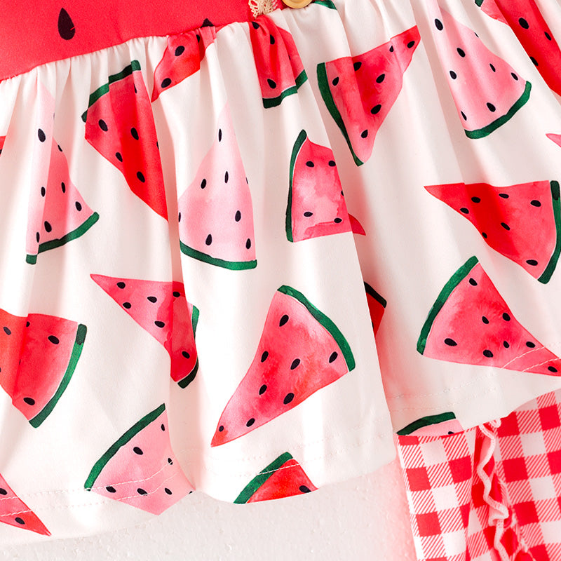 （In Stock）One Pack(11 Pieces total) Sale Girls Spring and Summer Watermelon Print Shorts Set