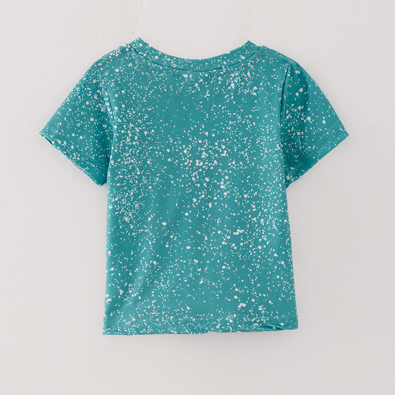 （In Stock L08-04-01）Girls Christmas Print Green T-shirt