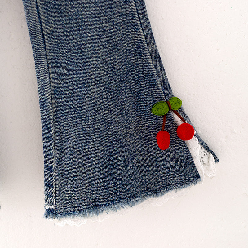 （In Stock L08-01-01）Girls Christmas Flared Jeans