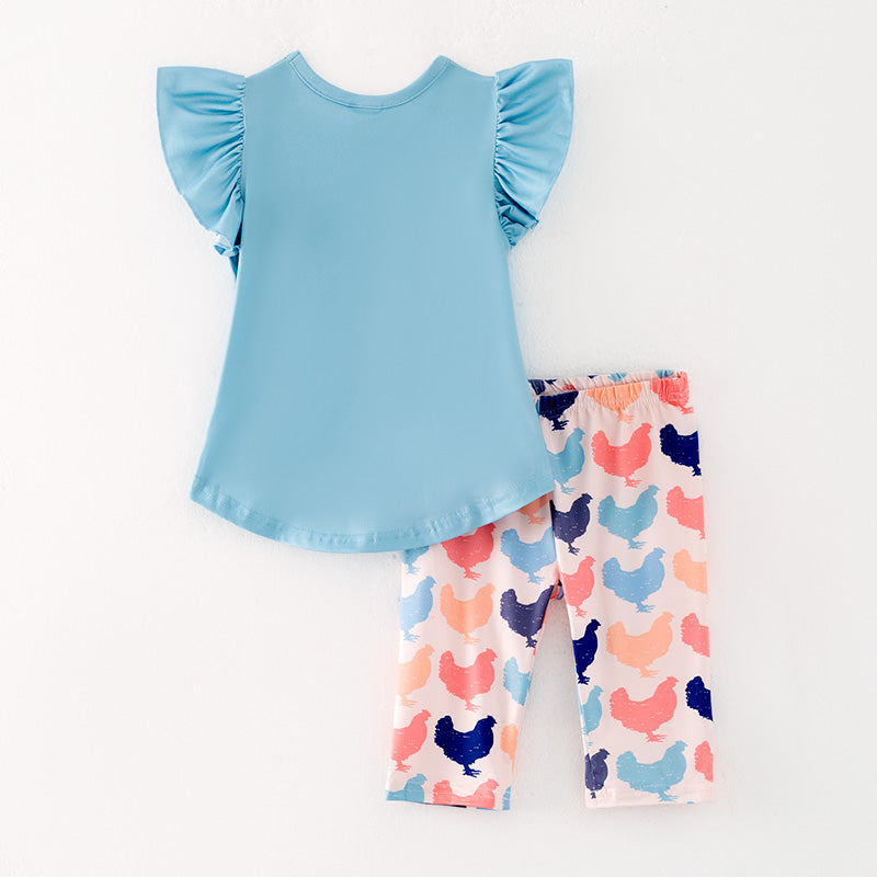 （In Stock）Girls Spring and Summer Peckers Print Capris Set