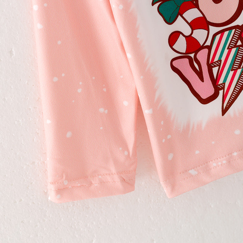 （In Stock L08-04-02）Girls Christmas Print Baby Pink Top