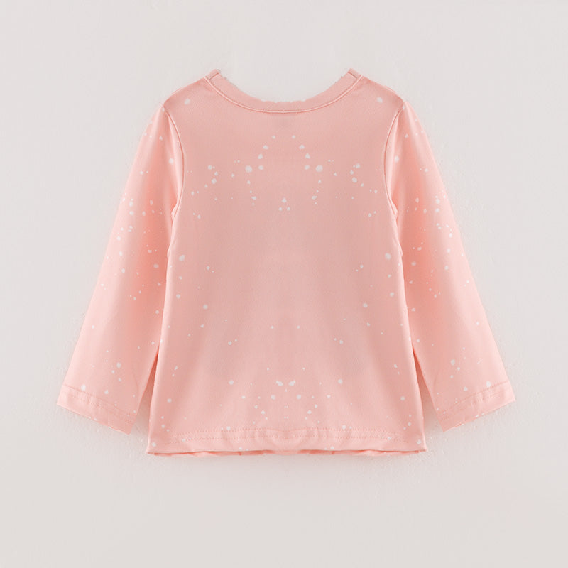 （In Stock L08-04-02）Girls Christmas Print Baby Pink Top