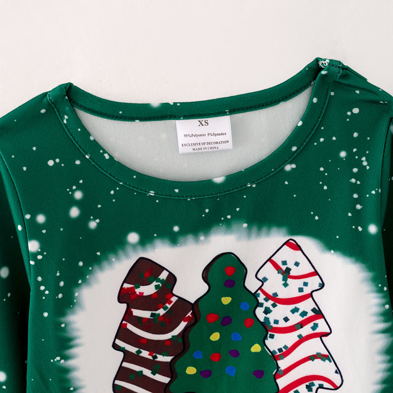 （In Stock L08-02-01）Girls Christmas Print Green Top