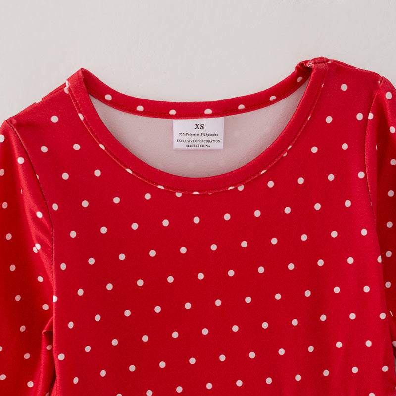 （In Stock L36-04-03）Girls Christmas Print Red Dot Dress