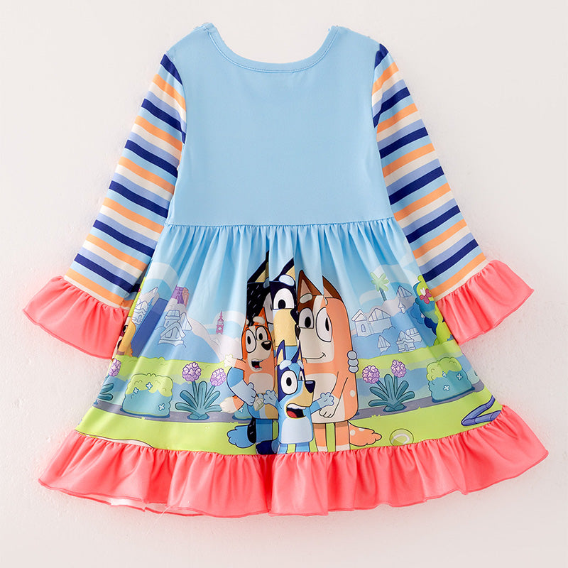 （Pre Order）Girls Fall Cute Cartoon Print Dress