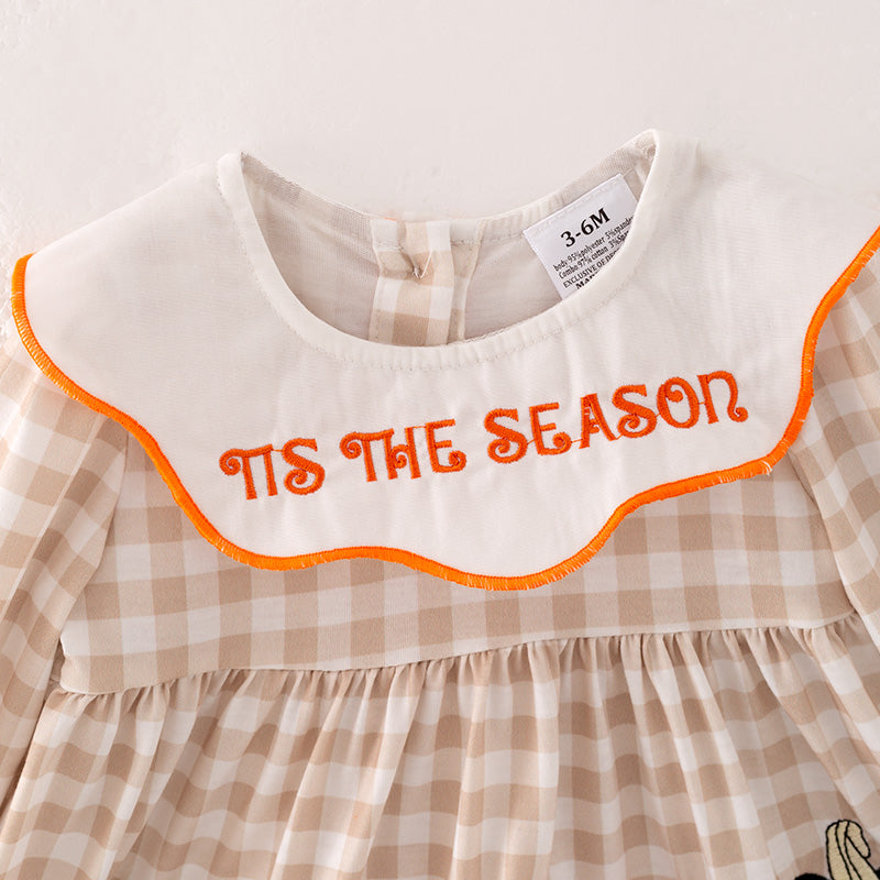 （In Stock G18-5-3）Baby Girls Halloween Cartoon Embroided Romper Set