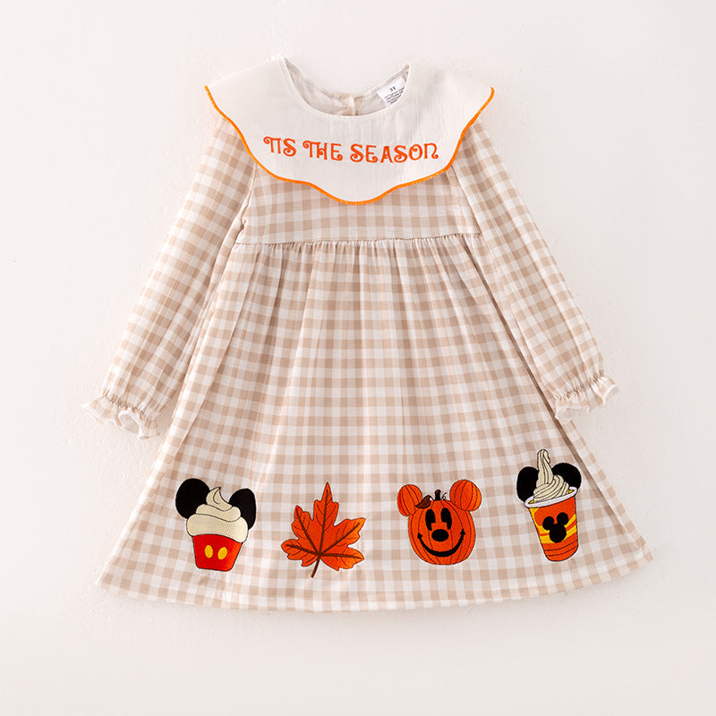 （In Stock L16-3-1）Girls Halloween Cartoon Embroided Dress