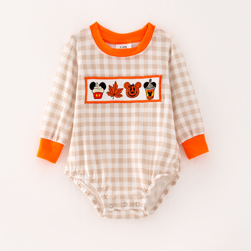 （In Stock G18-5-1）Baby Boys Halloween Cartoon Embroided Romper