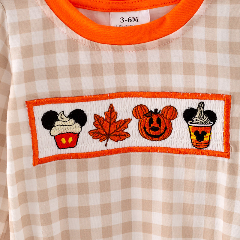 （In Stock G18-5-1）Baby Boys Halloween Cartoon Embroided Romper