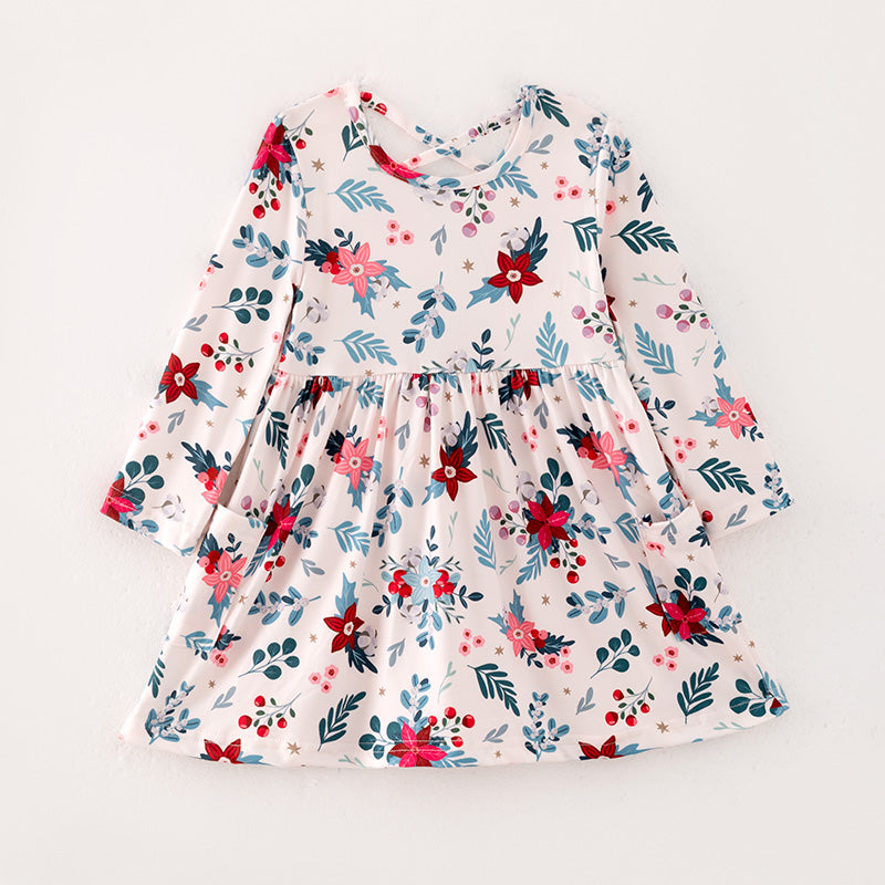 （In Stock L36-04-03）Girls Fall Floral Print Dress