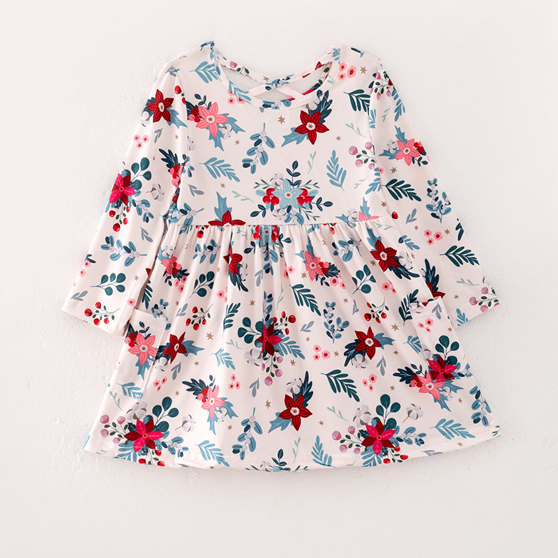 （In Stock L36-04-03）Girls Fall Floral Print Dress