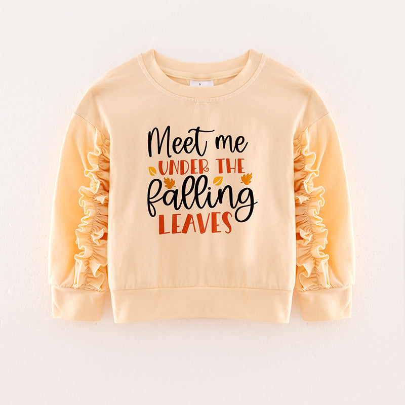 （In Stock E28-2-1）Girls Fall MEET ME UNDER THE FALLING LEAVES Print Top