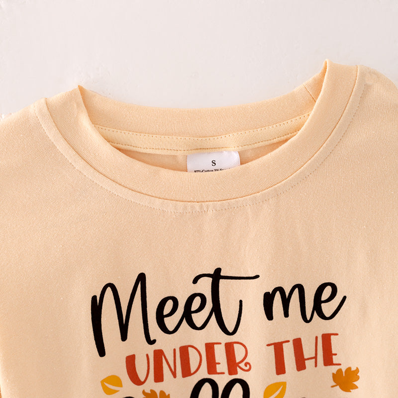 （In Stock E28-2-1）Girls Fall MEET ME UNDER THE FALLING LEAVES Print Top