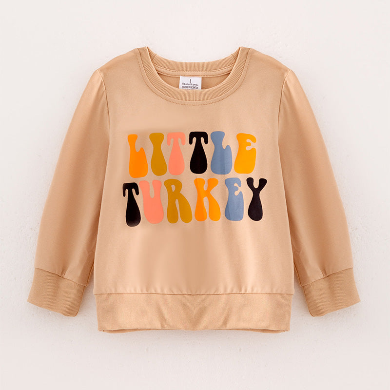 （In Stock G31-1-2）Girls Fall “LITTLE TURKEY” Print Top