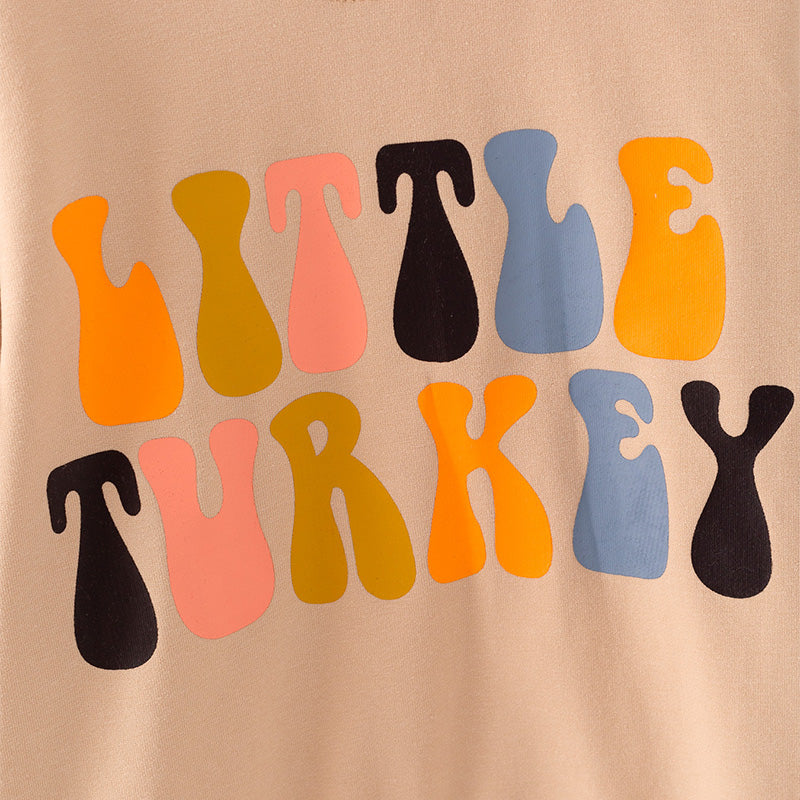 （In Stock G31-1-2）Girls Fall “LITTLE TURKEY” Print Top