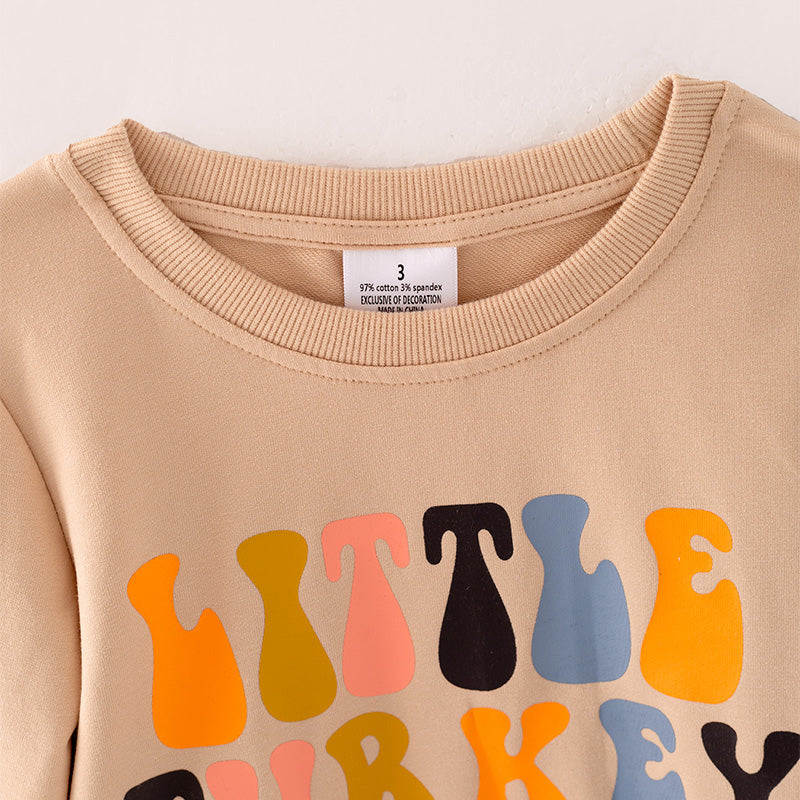 （In Stock G31-1-2）Girls Fall “LITTLE TURKEY” Print Top