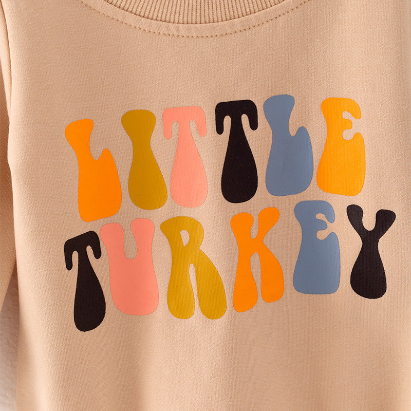 （In Stock G31-1-2）Baby Girls Fall “LITTLE TURKEY” Print Romper