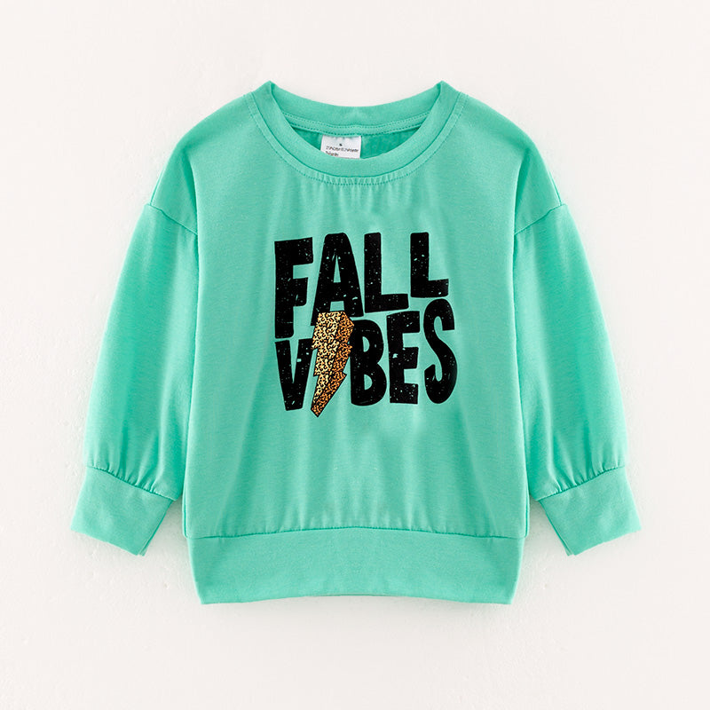 （In Stock E27-5-2）Girls Fall “FALL VIBES” Print Top