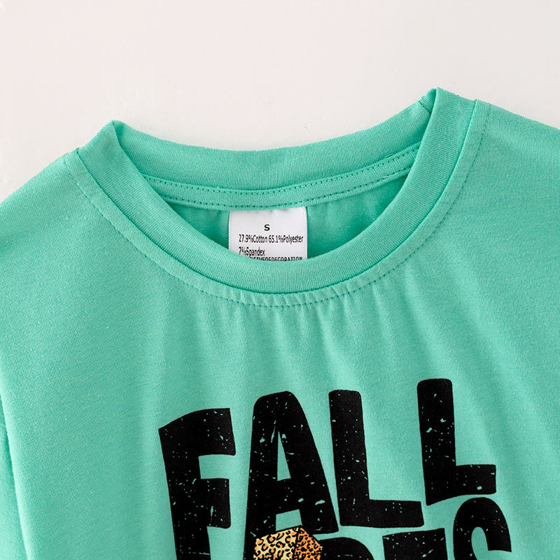 （In Stock E27-5-2）Girls Fall “FALL VIBES” Print Top