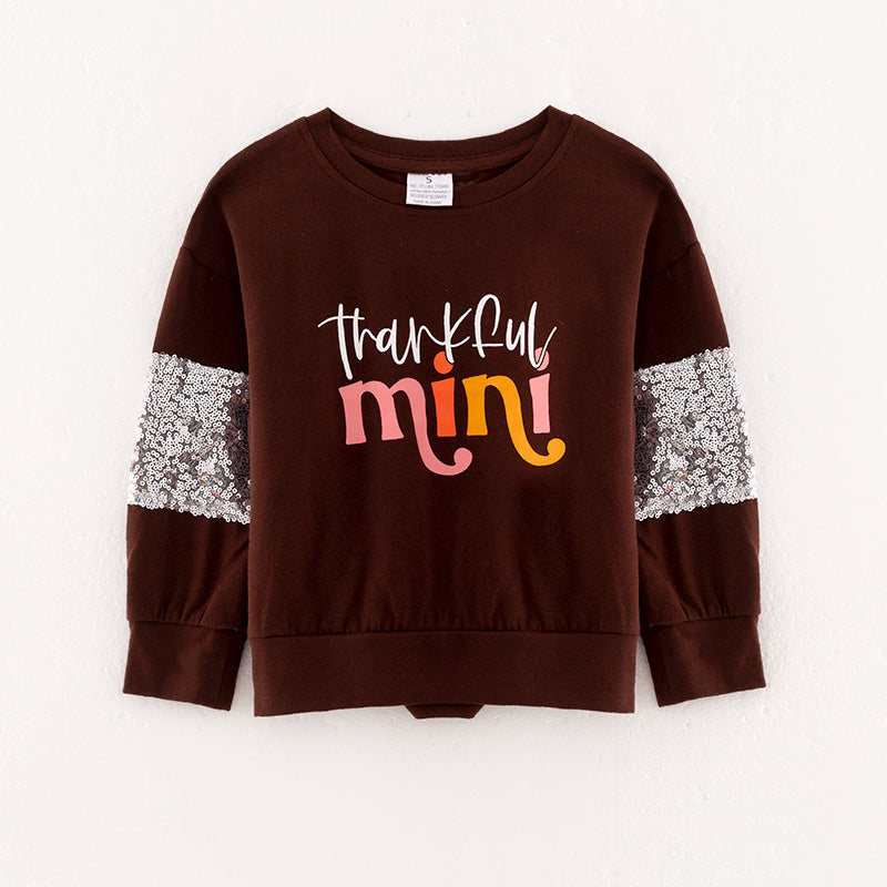 （In Stock L19-04-01）Mommy and Me “thankful MAMA and MINI” Print Top