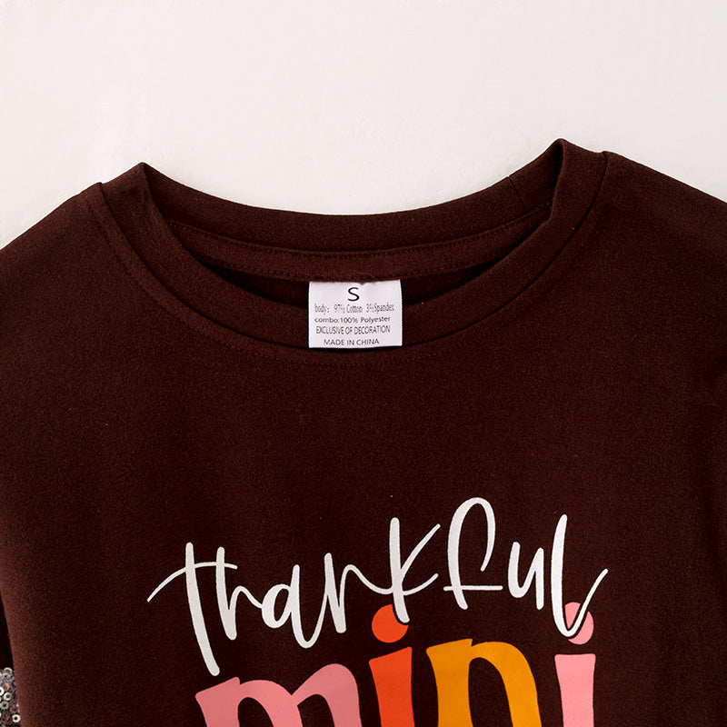 （In Stock L19-04-01）Mommy and Me “thankful MAMA and MINI” Print Top