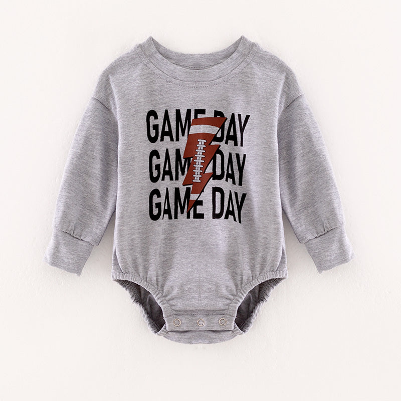 （In Stock Q02-04-02）Baby Girls Fall “GAME DAY” Print Romper