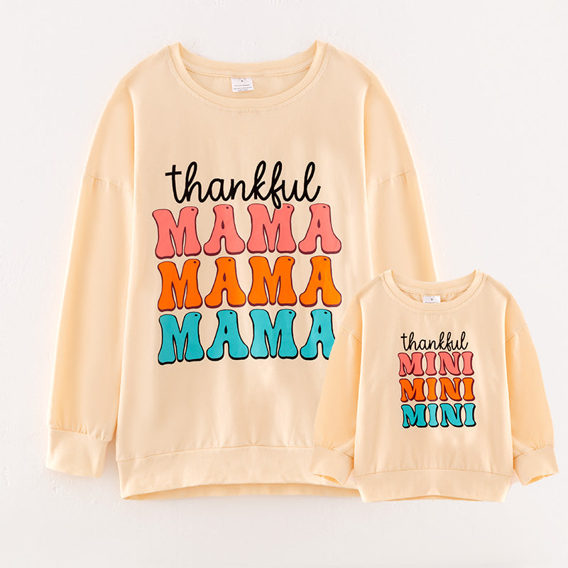 （In Stock L23-02-02）Mommy and Me “thankful MAMA” Print Top