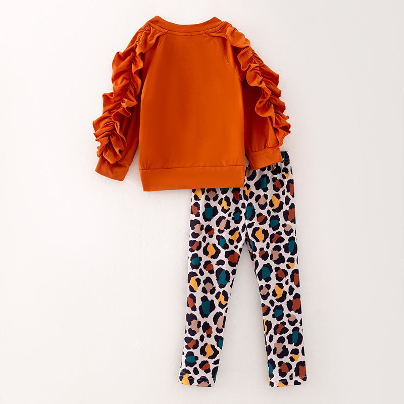 （In Stock L7-4-1）Girls Thanksgiving Applique Outfit Set