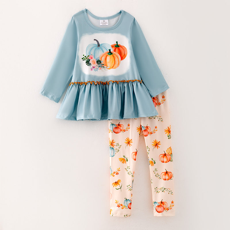 （In Stock Q4-5-1）Girls Thanksgiving Print Outfit Set