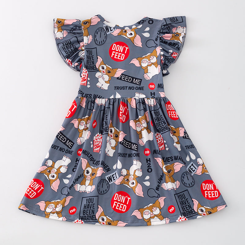 (In Stock L12-01-03)Girls Grey Print Milk Silk Dress