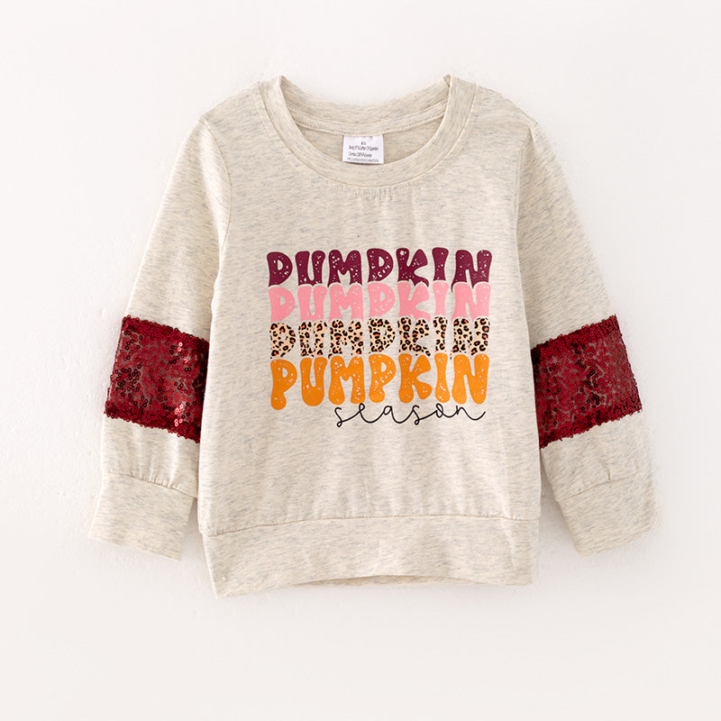 （In Stock Q6-4-1）Mommy and Me Thanksgiving Pumpkin Season Print Top