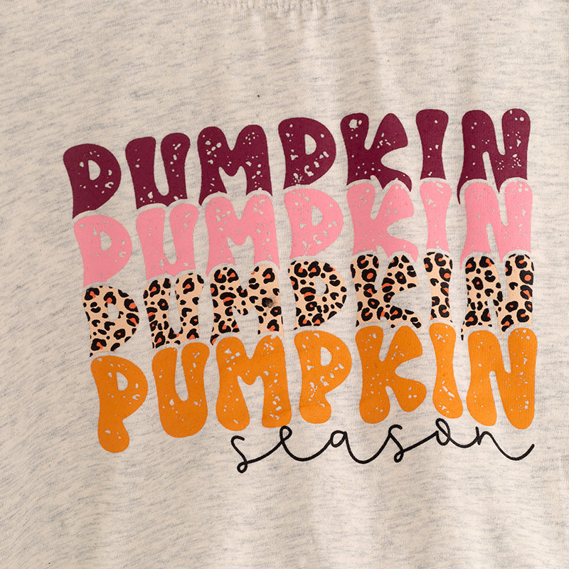 （In Stock Q6-4-1）Mommy and Me Thanksgiving Pumpkin Season Print Top