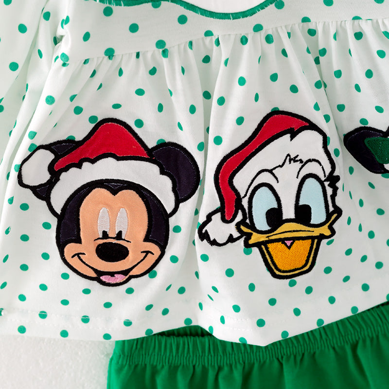 （In Stock A5-2-3） Baby Girls Christmas Cartoon Embroided Romper Set