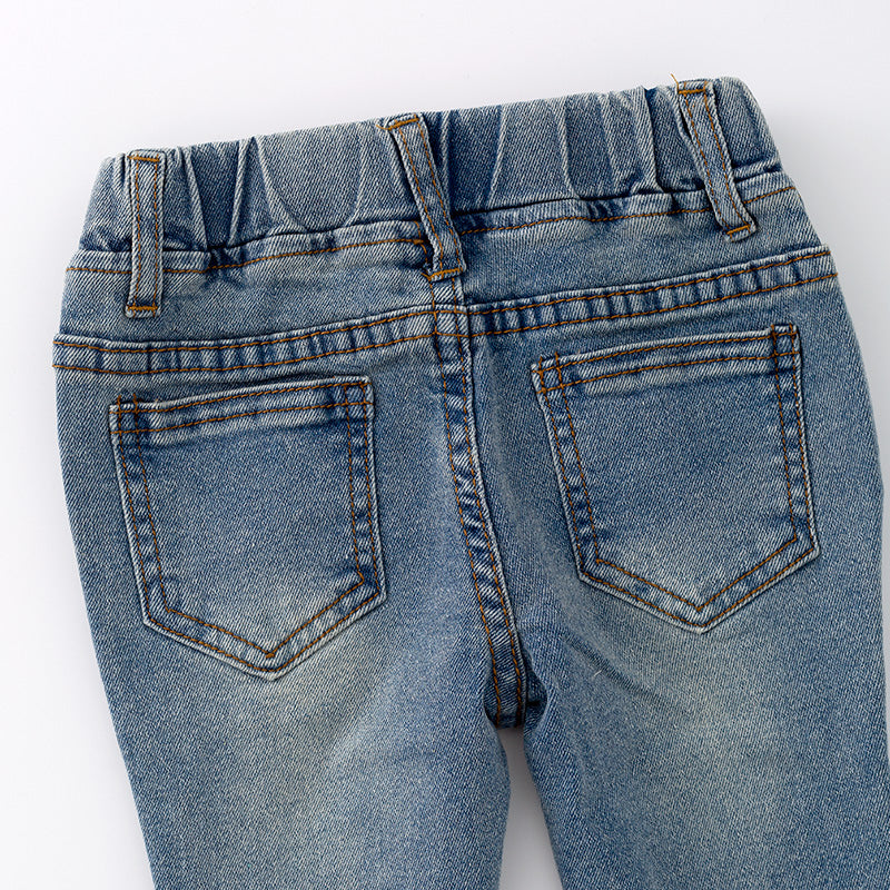 （In Stock A5-3-3）Girls Light Blue Denim Bell Pants