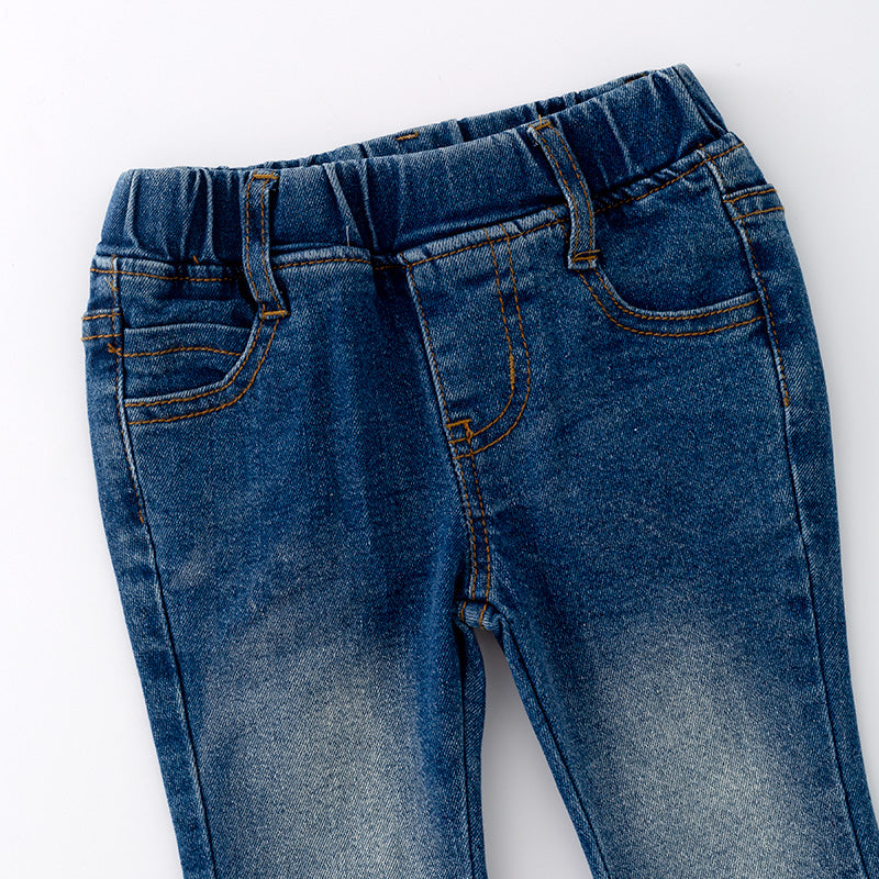 （In Stock A5-2-2）Girls Blue Denim Bell Pants