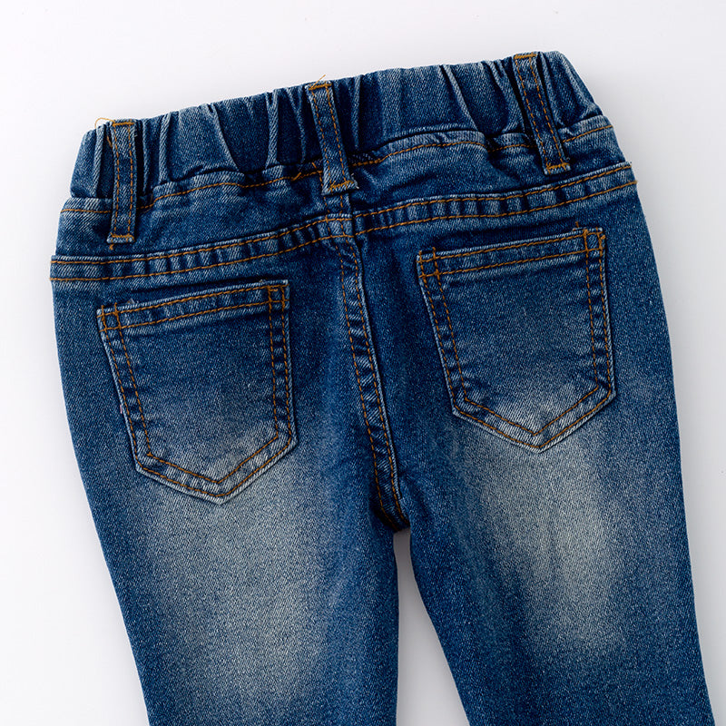 （In Stock A5-2-2）Girls Blue Denim Bell Pants