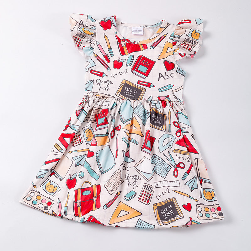 (Pre Order)Girls Back To School Print Dress