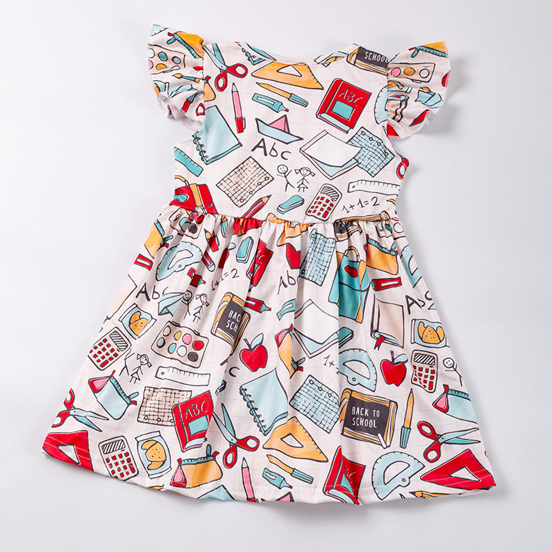 (Pre Order)Girls Back To School Print Dress