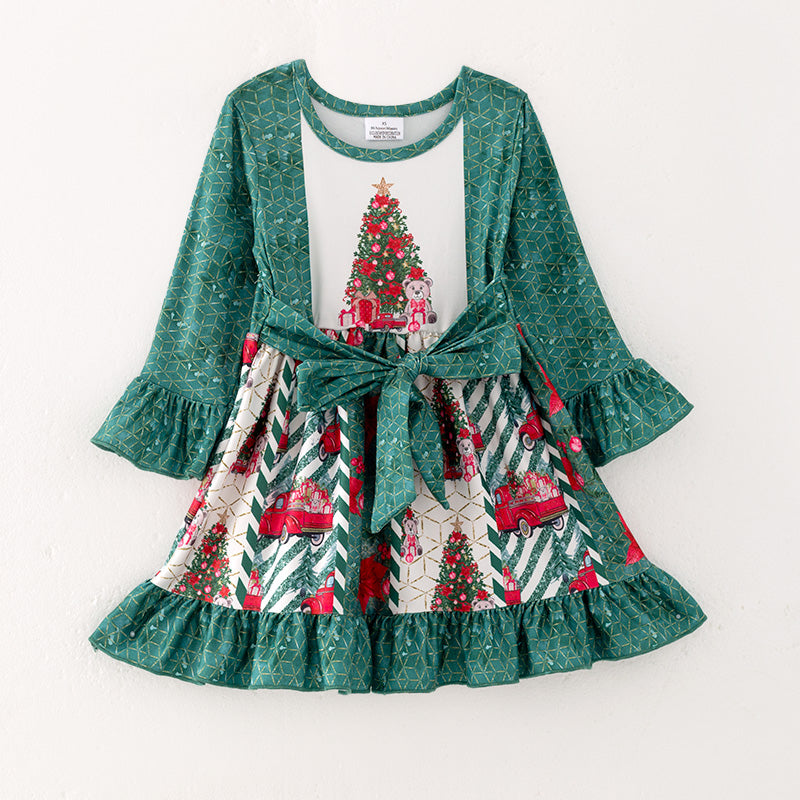 （In Stock L37-2-1）Girls Christmas Print Dress