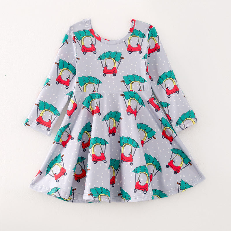 （In Stock L29-5-2）Girls Christmas Print Dress