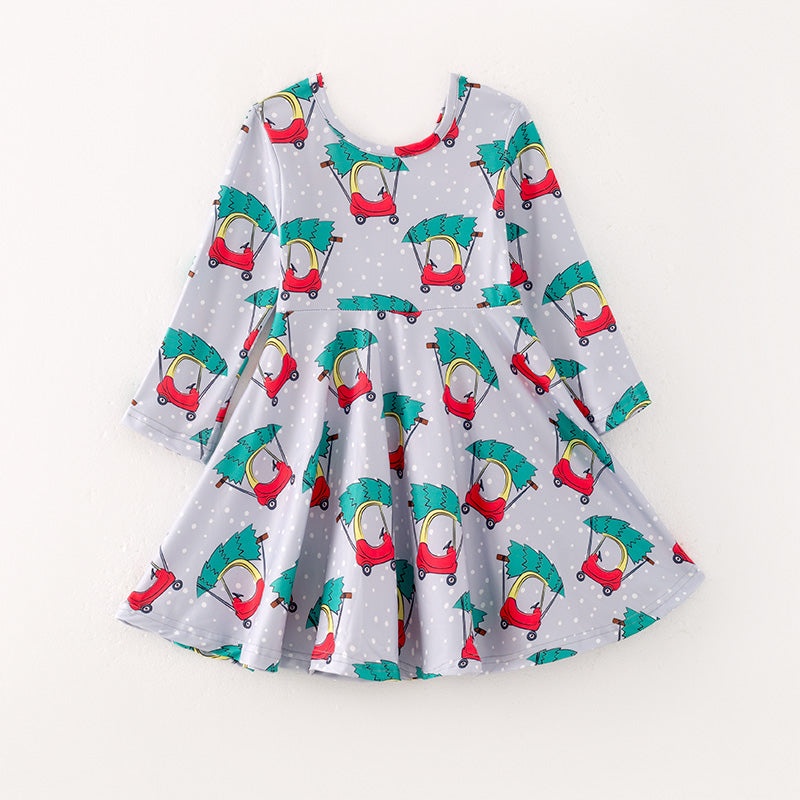 （In Stock L29-5-2）Girls Christmas Print Dress