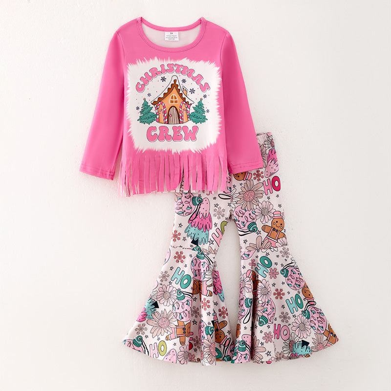 （In Stock L29-5-2）Girls Christmas Print Outfit Set