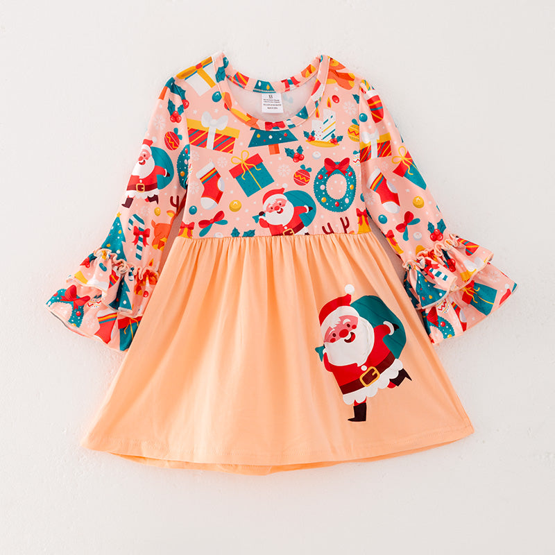 （In Stock L28-4-2）Girls Christmas Print Dress