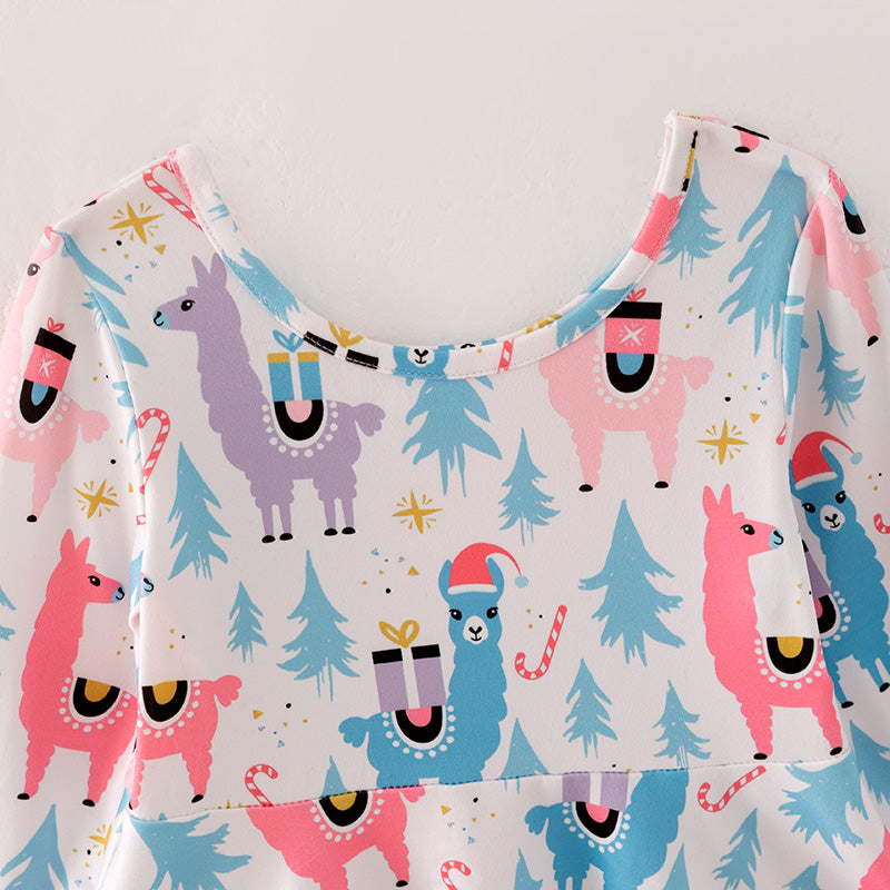 （In Stock L23-01-01）Girls Christmas Print Dress