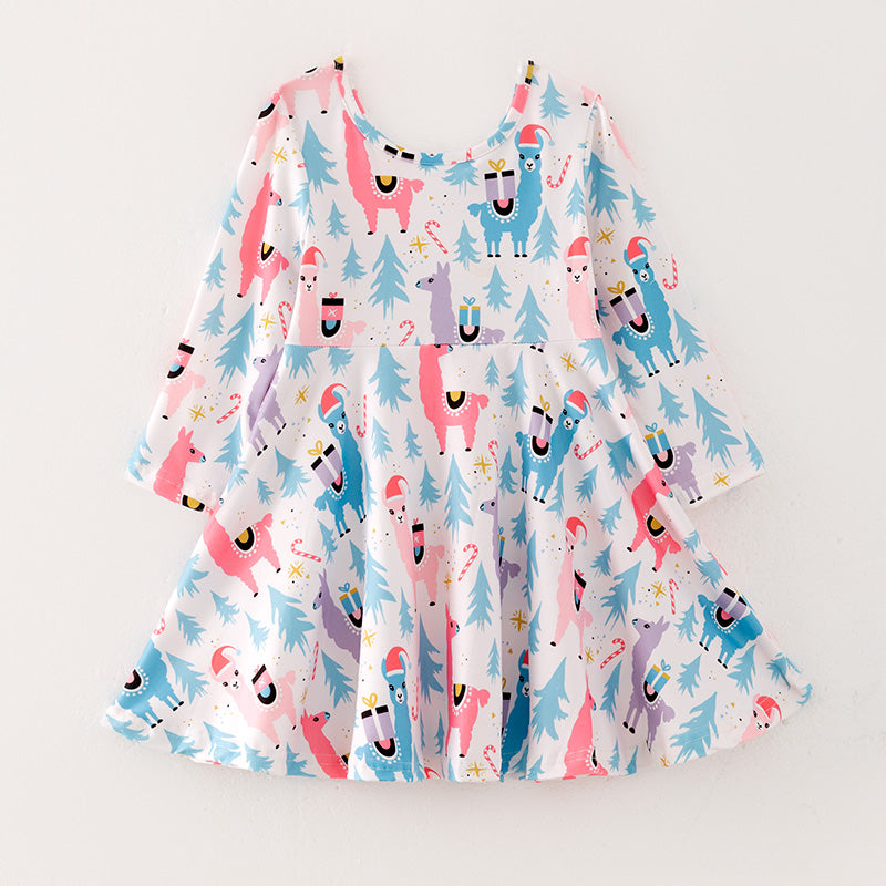 （In Stock L23-01-01）Girls Christmas Print Dress