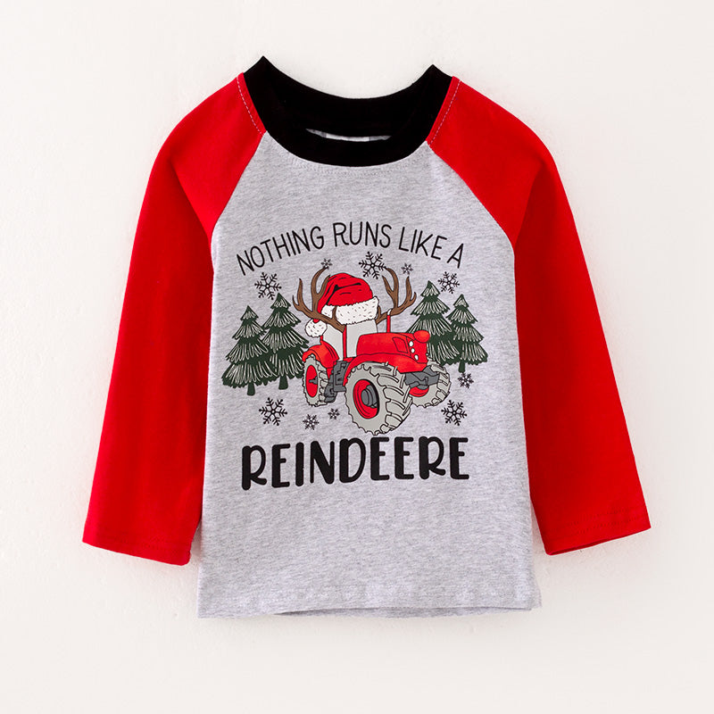 （In Stock L28-5-1）Boys Christmas Print Cotton Top